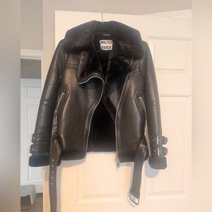 Walter Baker Black Leather Belted Jacket
